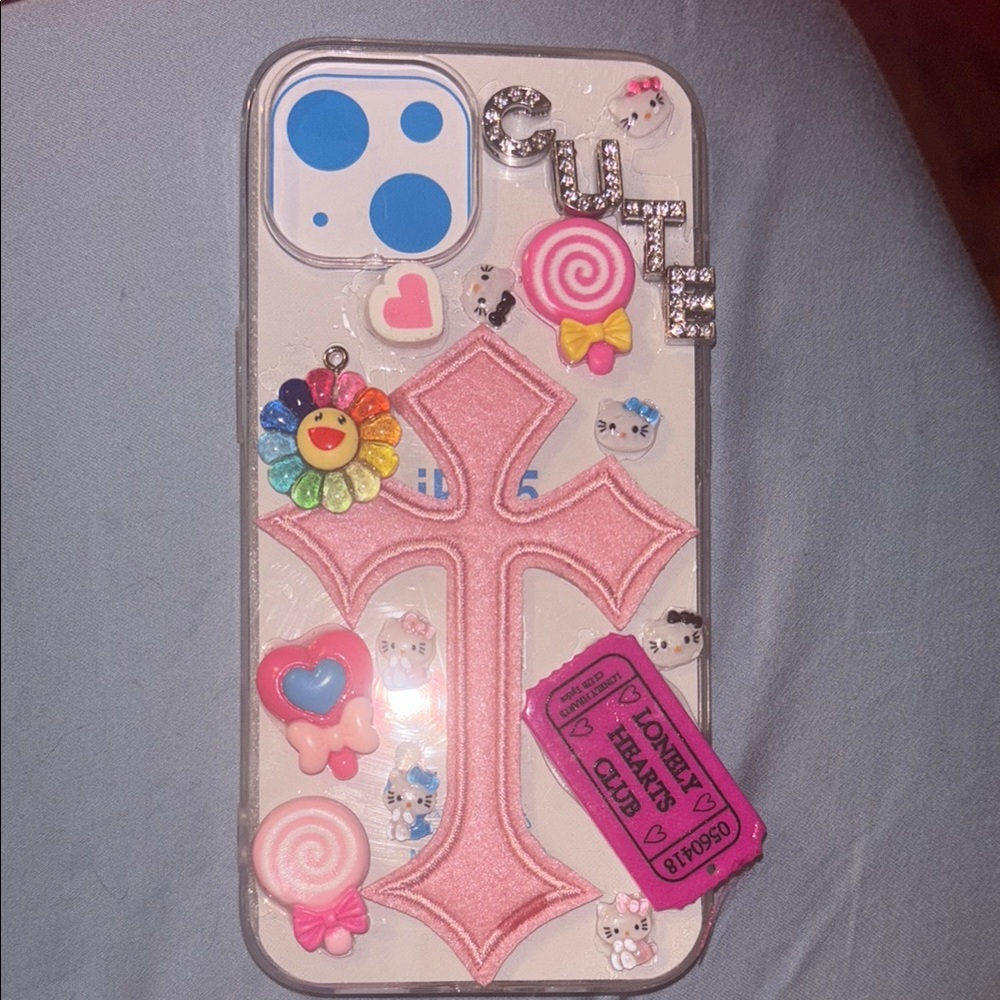 Pink Floral Embellished Phone Case for iPhone